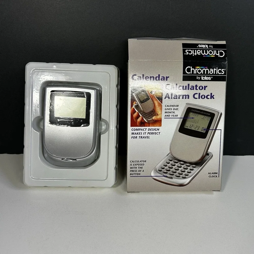Chromatics by Totes Calendar Calculator Alarm Clock Travel Desk NEW NOS